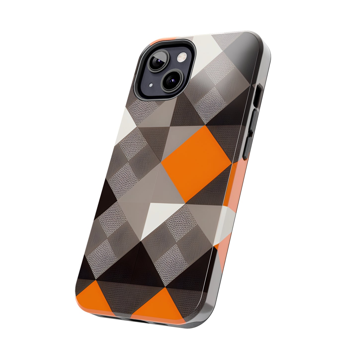 Orange and Black Geo Print Tough Phone Cases