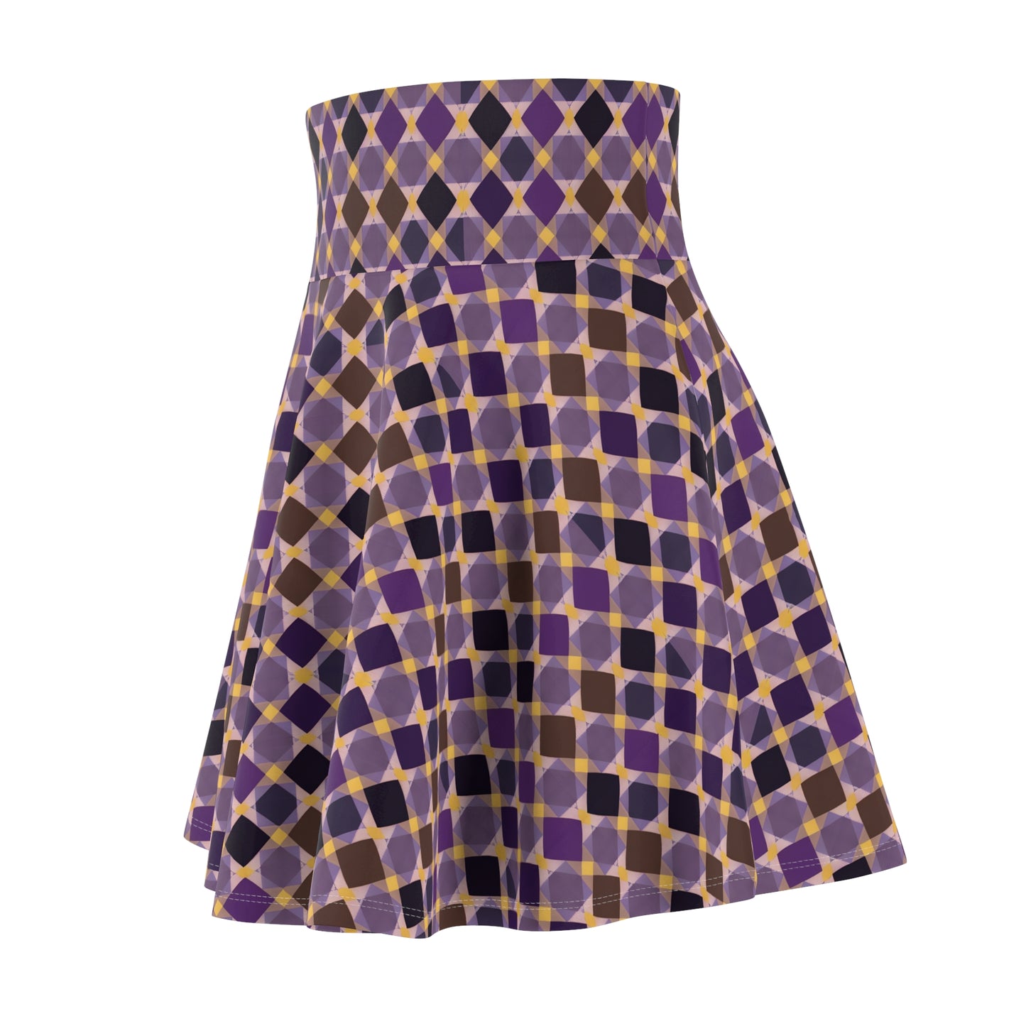 Retro Purple Plaid Women's Skater Skirt (AOP)