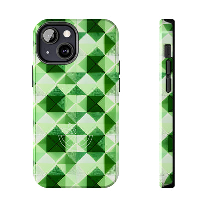 Go Green and White! Geo Print Tough Phone Cases