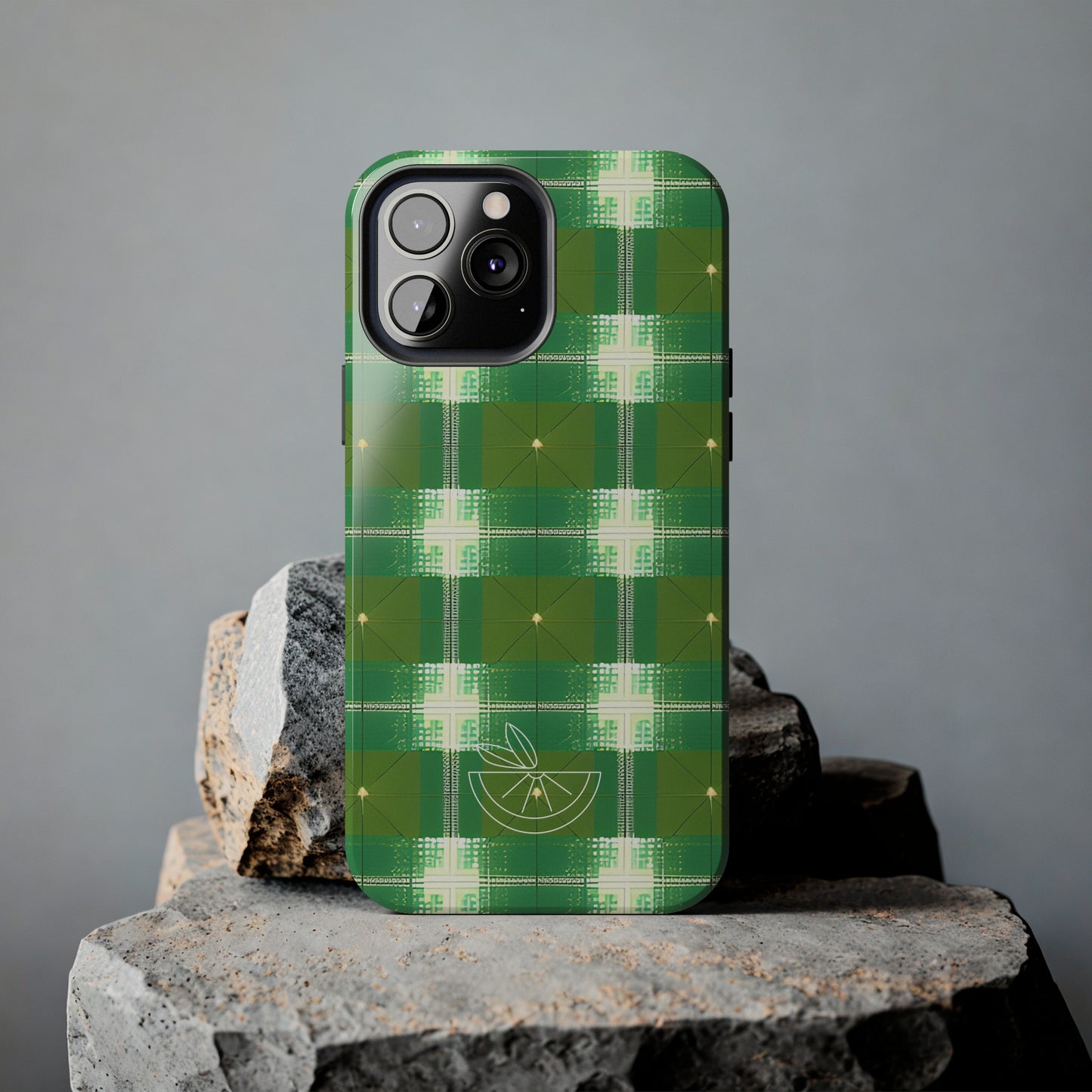 Green and White Print Tough Phone Cases