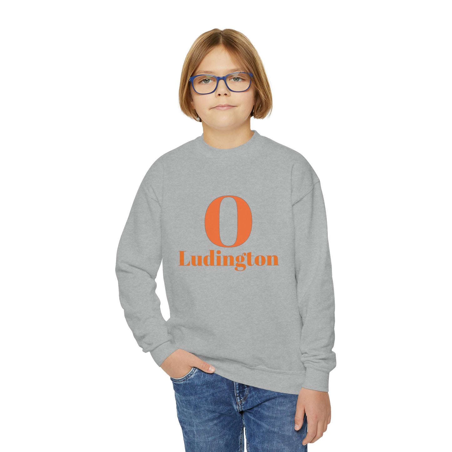 Ludington O with back Oriole Nation Youth Crewneck Sweatshirt