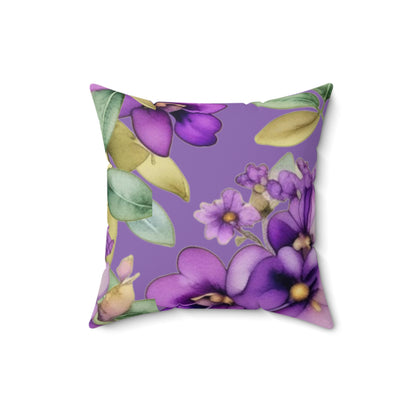 Purple Flowers II Spun Polyester Square Pillow