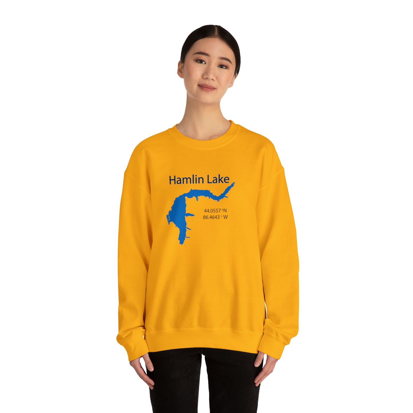 HLC Hamlin Lake Map Unisex Heavy Blend™ Crewneck Sweatshirt