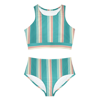 HLC Coastal Stripes Sporty Bikini Set (AOP)