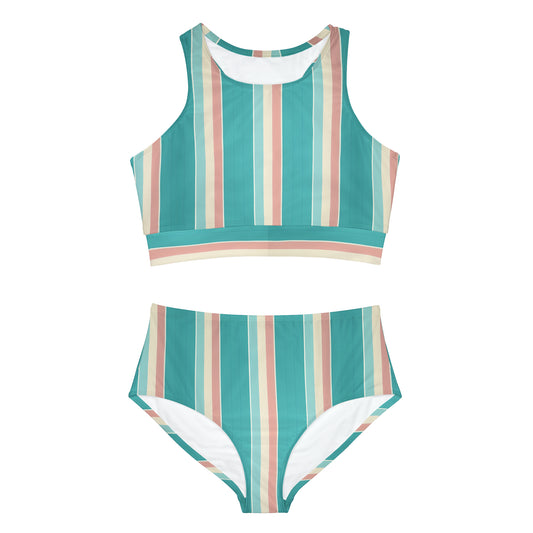 HLC Coastal Stripes Sporty Bikini Set (AOP)