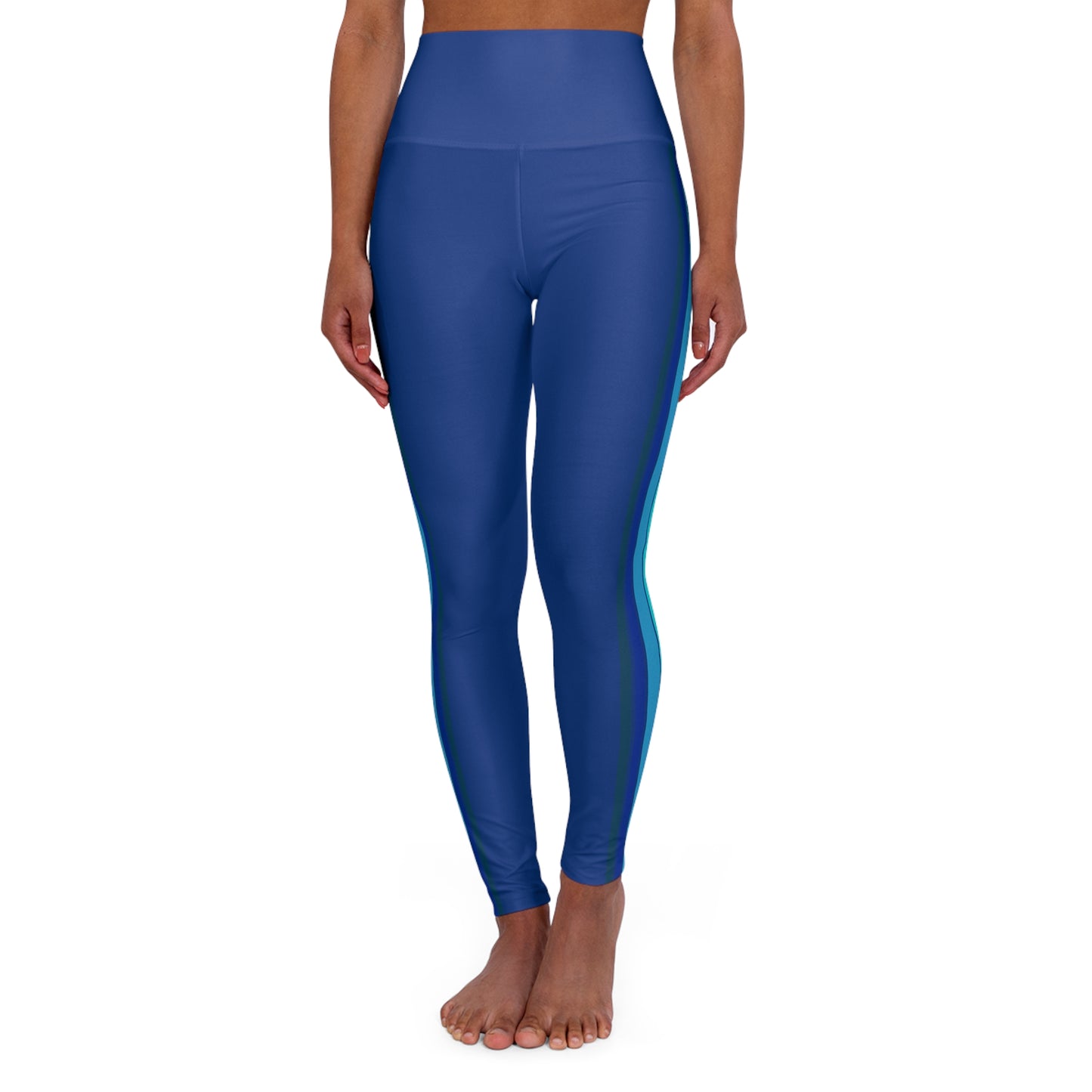 HLC Blue Stripes High Waisted Yoga Leggings (AOP)