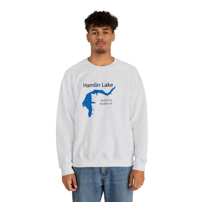 HLC Hamlin Lake Map Unisex Heavy Blend™ Crewneck Sweatshirt