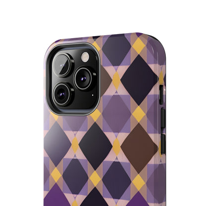 Purple Geo Plaid Tough Phone Cases