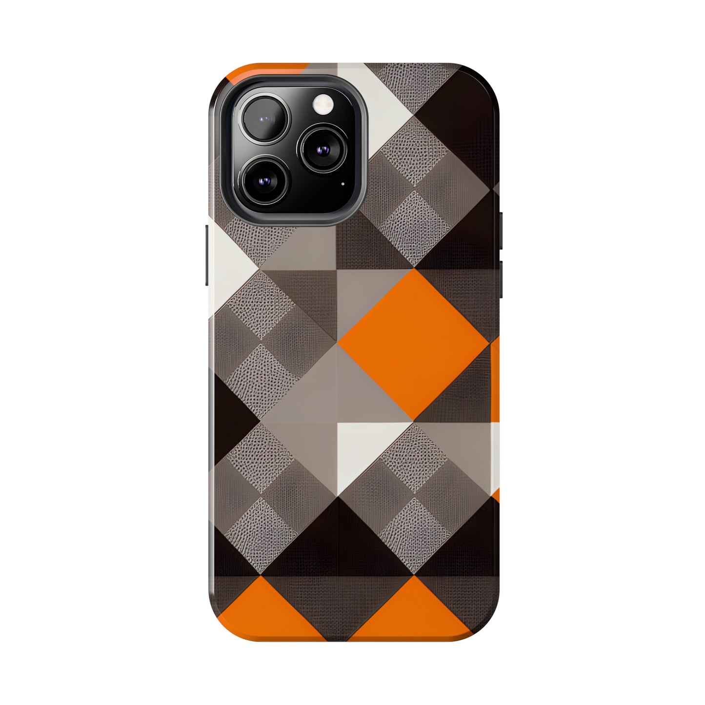 Orange and Black Geo Print Tough Phone Cases