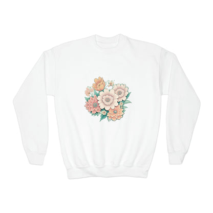 Mary Flowers w Prayer Youth Crewneck Sweatshirt