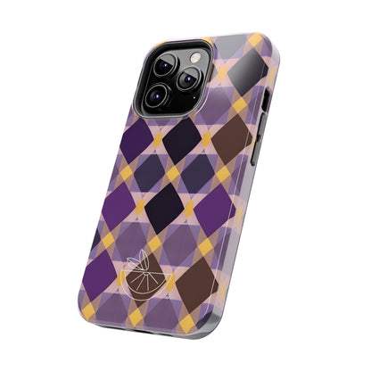 Purple Geo Plaid Tough Phone Cases