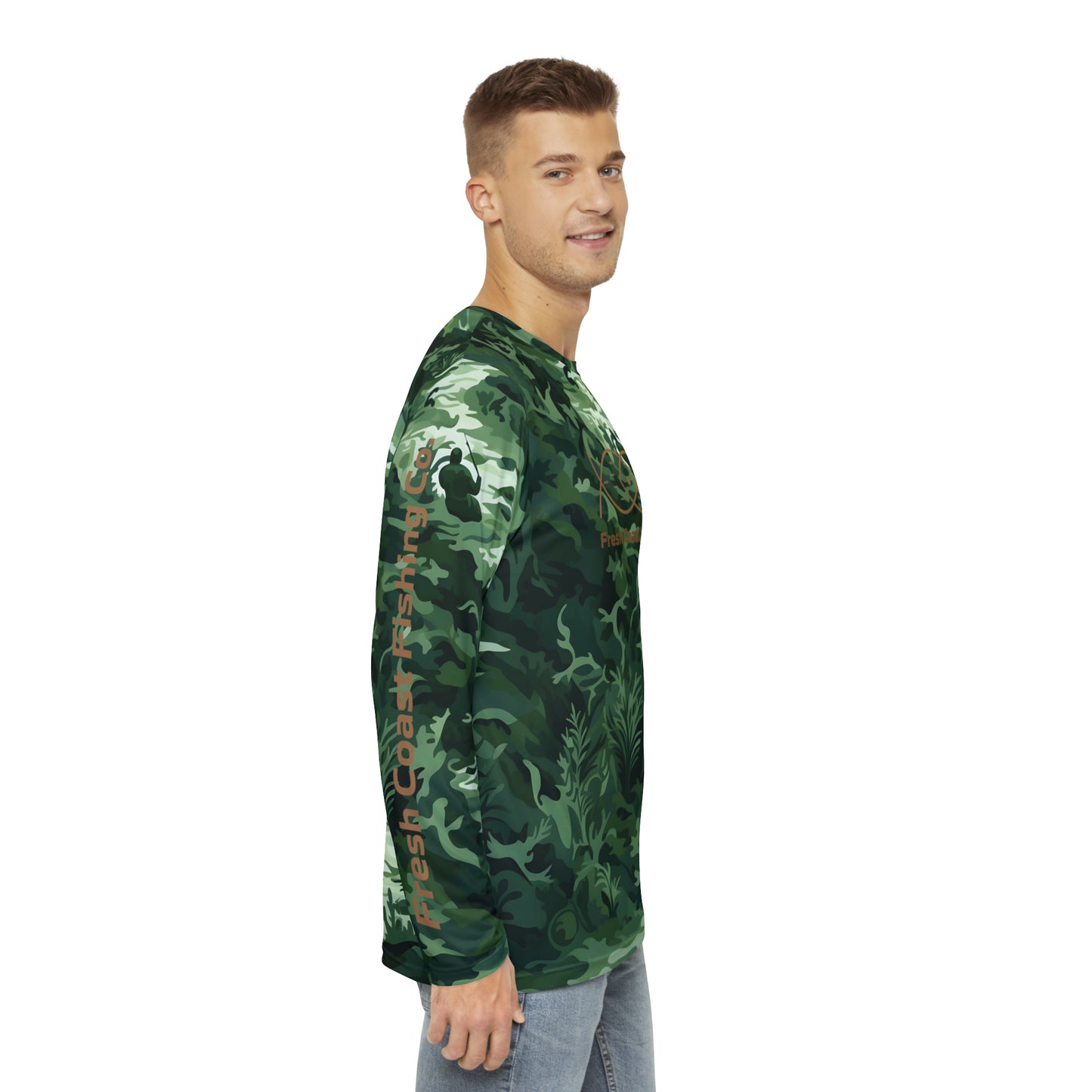 FCF Co Fisherman Camo Men's Long Sleeve Shirt (AOP)