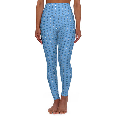 Hail Mary Fine Print Blue High Waisted Yoga Leggings (AOP)