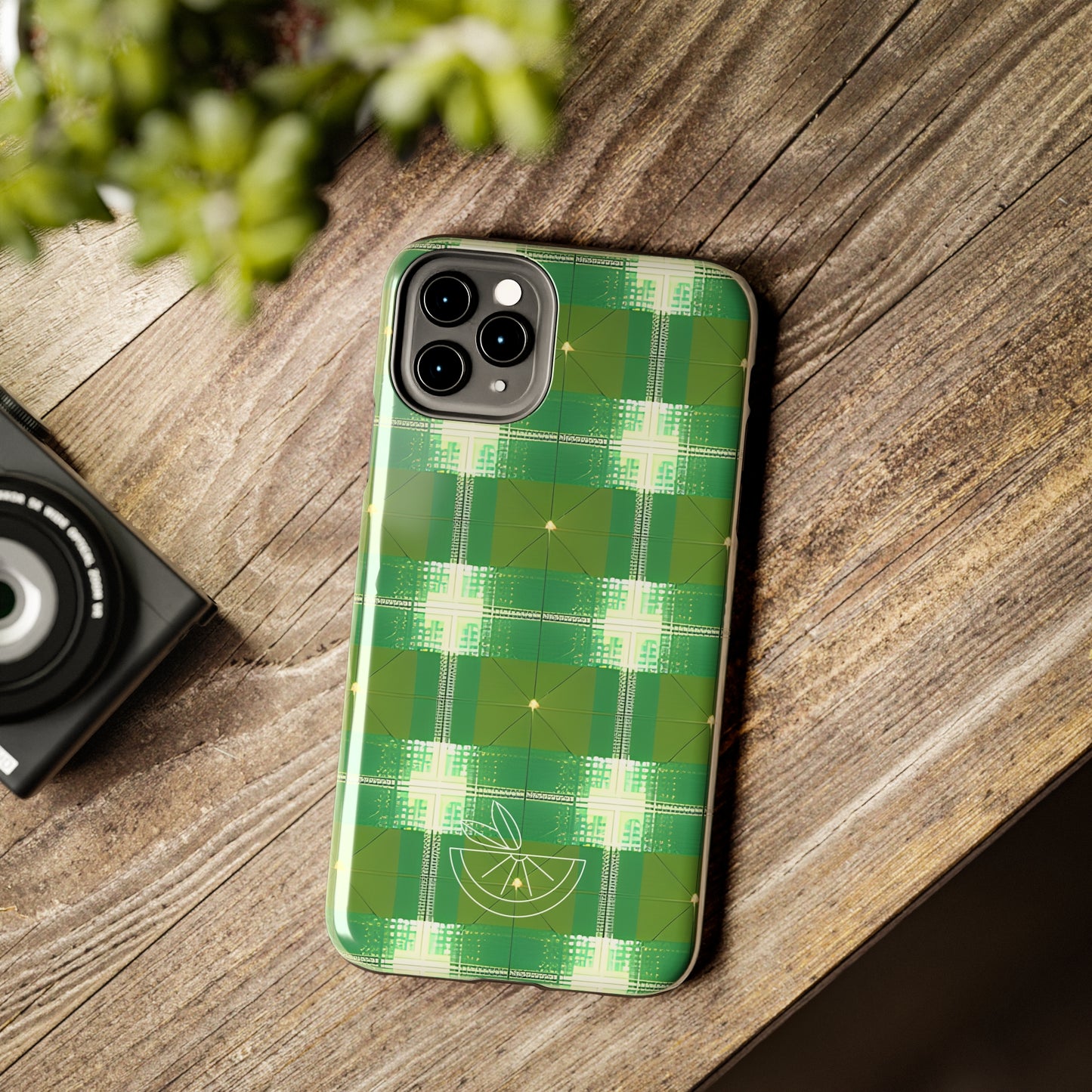 Green and White Print Tough Phone Cases