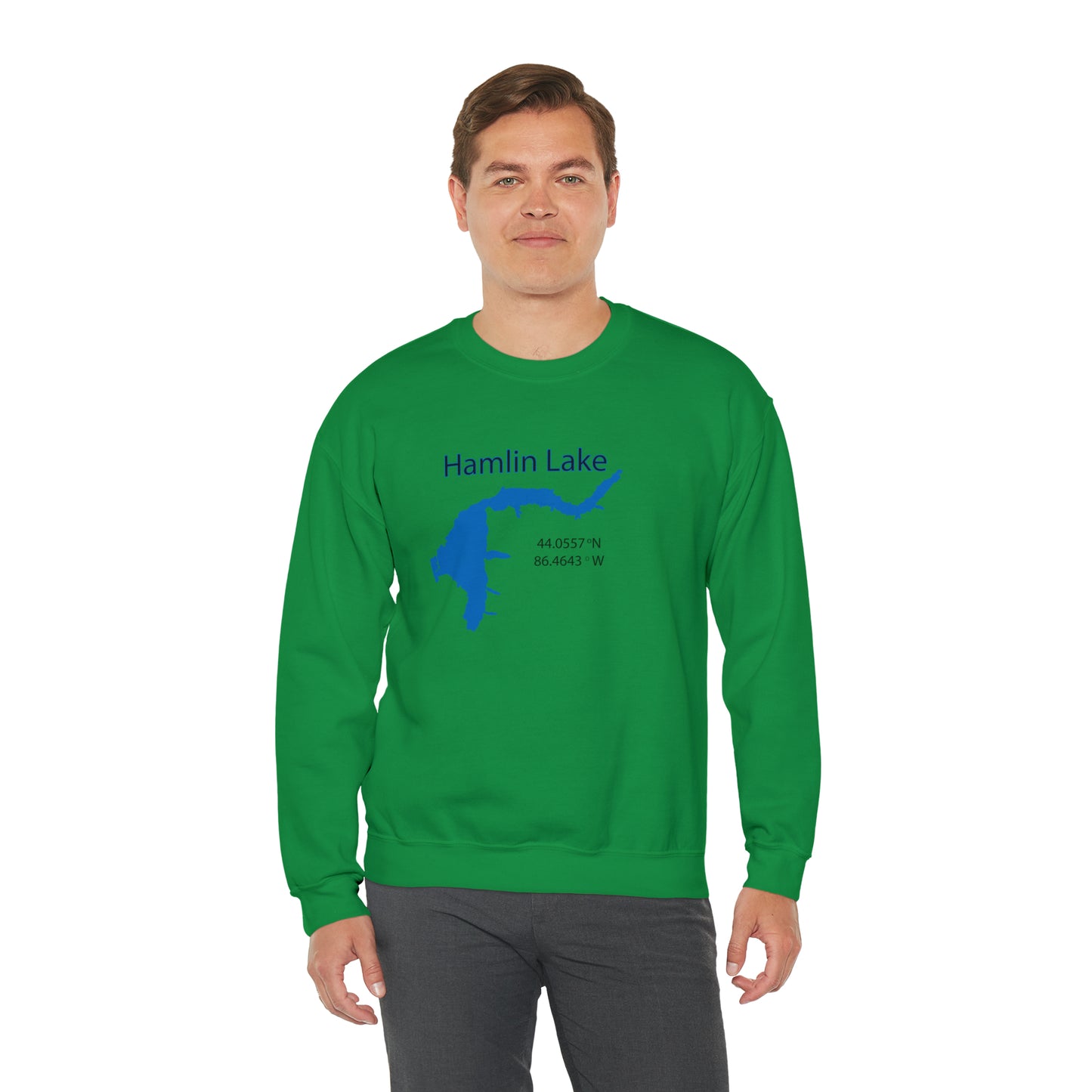 HLC Hamlin Lake Map Unisex Heavy Blend™ Crewneck Sweatshirt