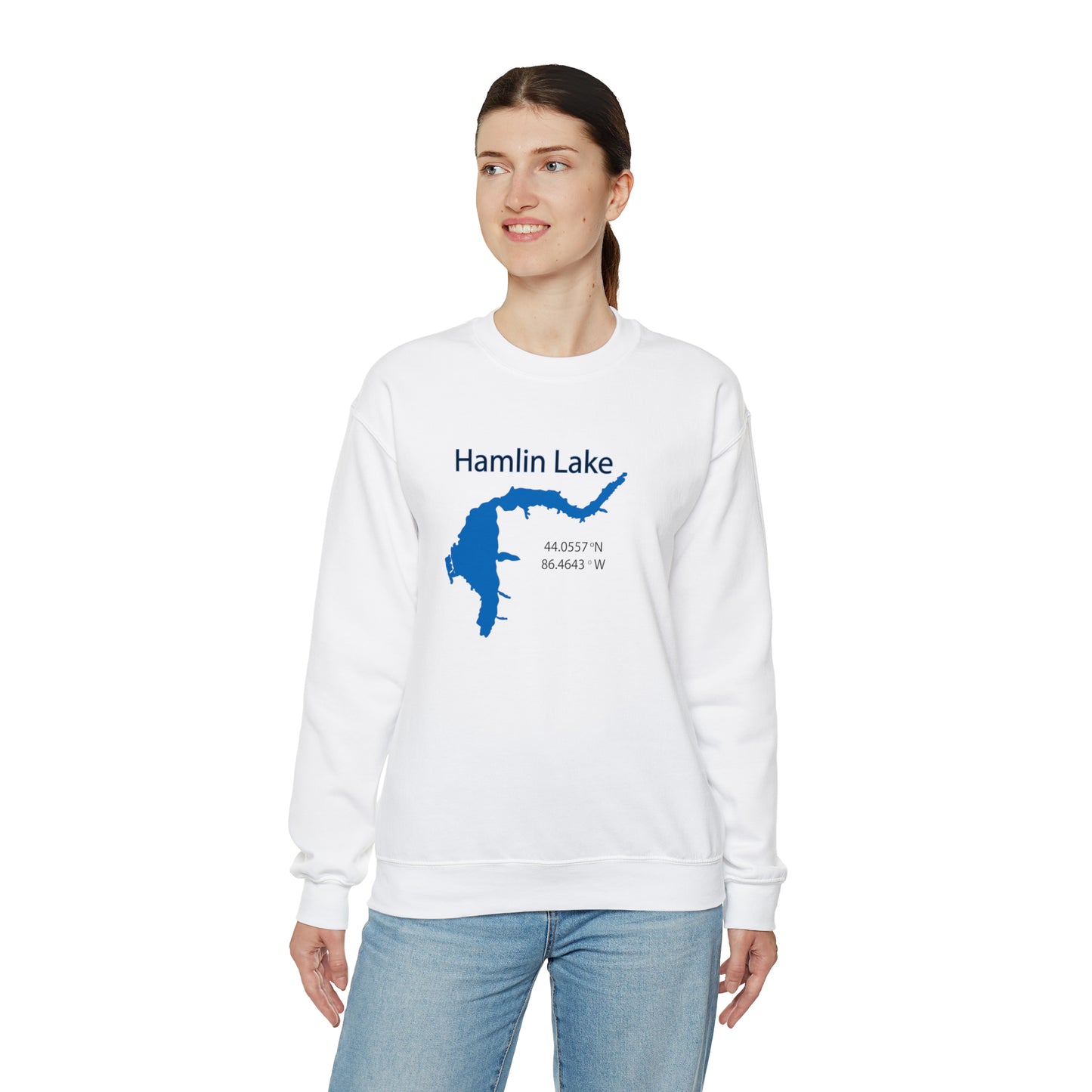 HLC Hamlin Lake Map Unisex Heavy Blend™ Crewneck Sweatshirt