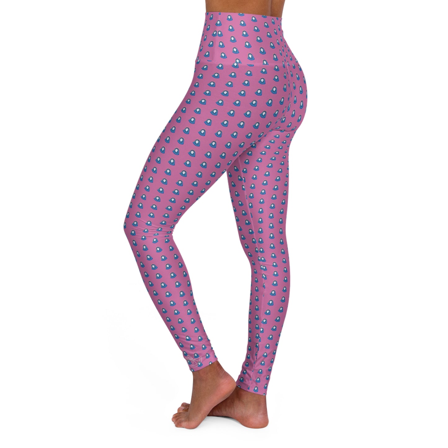 Hail Mary Fine Print Pink High Waisted Yoga Leggings (AOP)