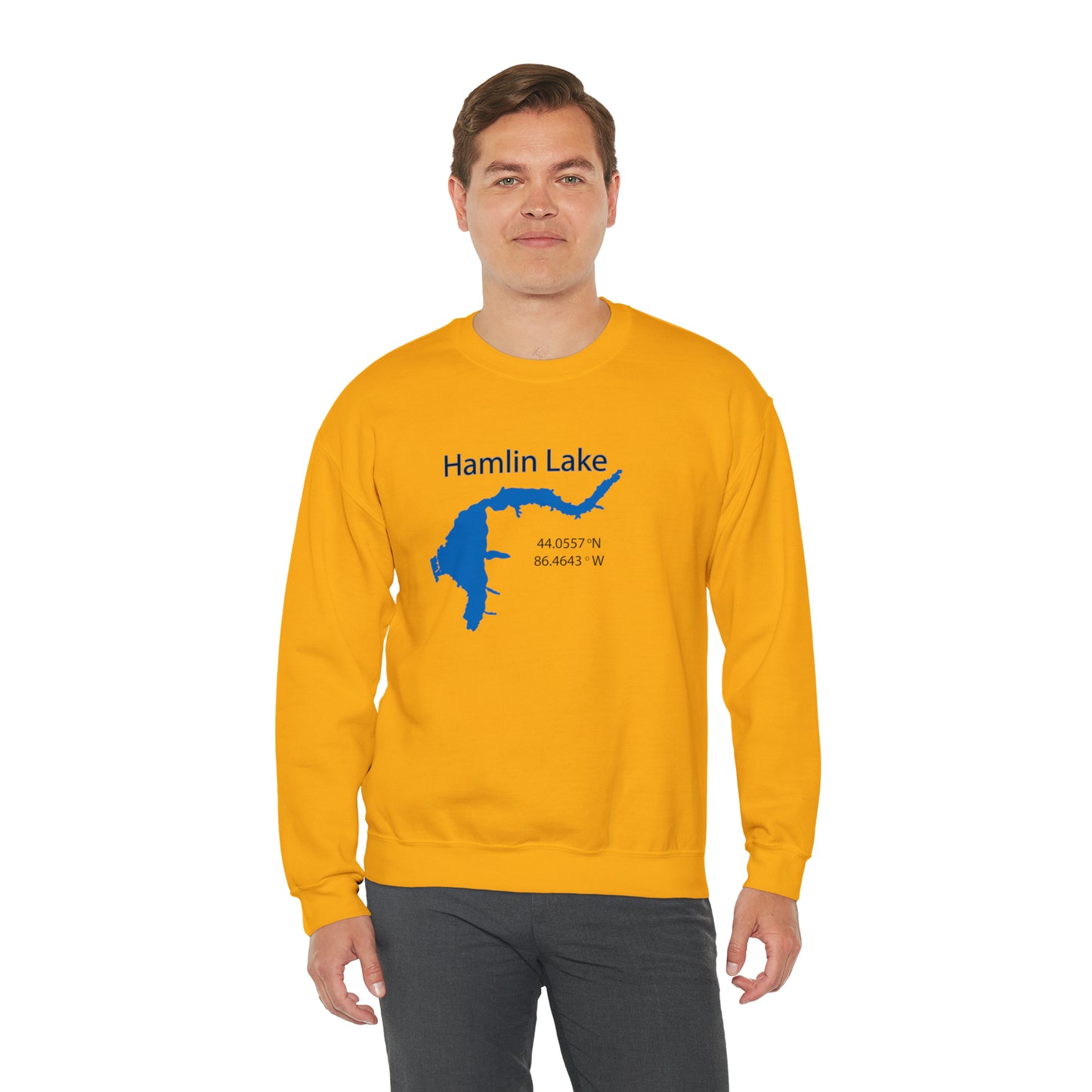 HLC Hamlin Lake Map Unisex Heavy Blend™ Crewneck Sweatshirt