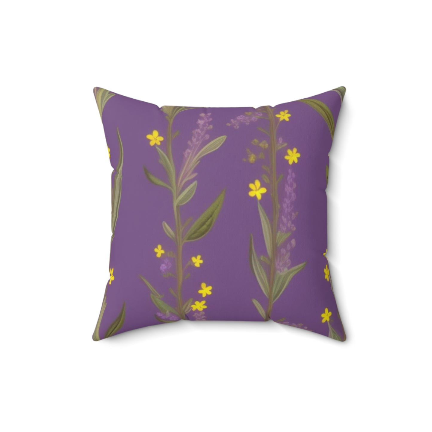 Peace Love PDUB Purple Flowers Spun Polyester Square Pillow