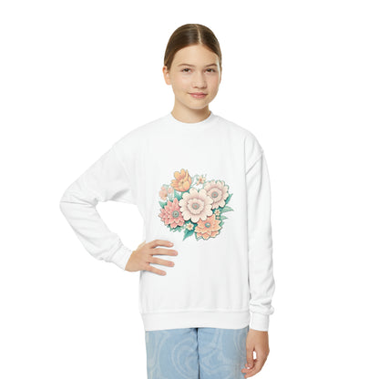 Mary Flowers w Prayer Youth Crewneck Sweatshirt