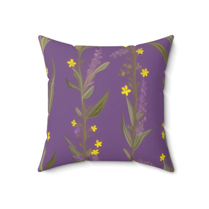 Peace Love PDUB Purple Flowers Spun Polyester Square Pillow