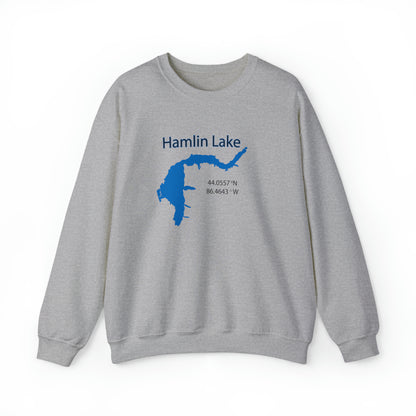 HLC Hamlin Lake Map Unisex Heavy Blend™ Crewneck Sweatshirt