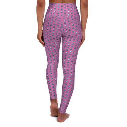 Hail Mary Fine Print Pink High Waisted Yoga Leggings (AOP)