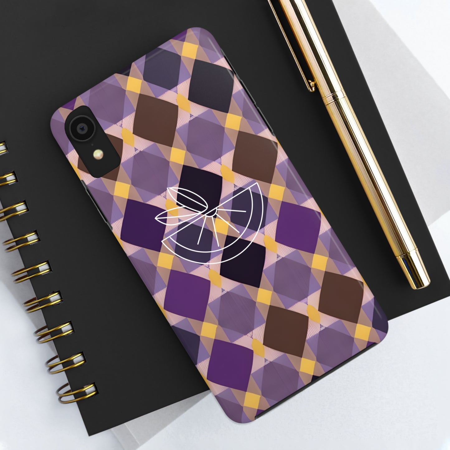 Purple Geo Plaid Tough Phone Cases