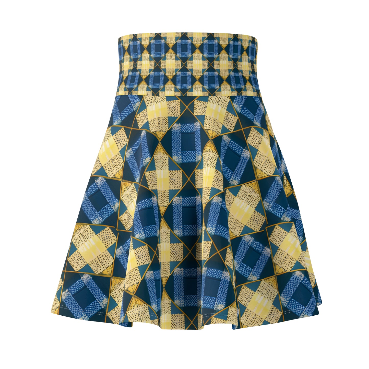 Blue and Gold Women's Skater Skirt (AOP)