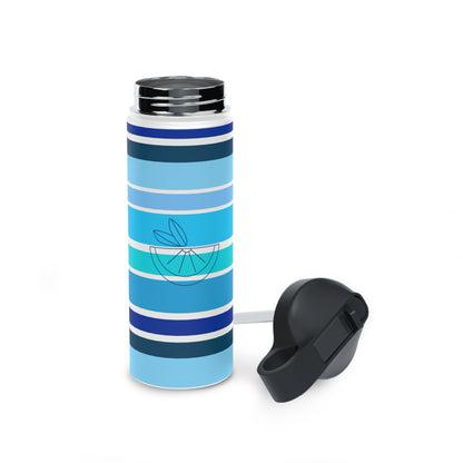 HLC Blue Stripes Stainless Steel Water Bottle, Standard Lid