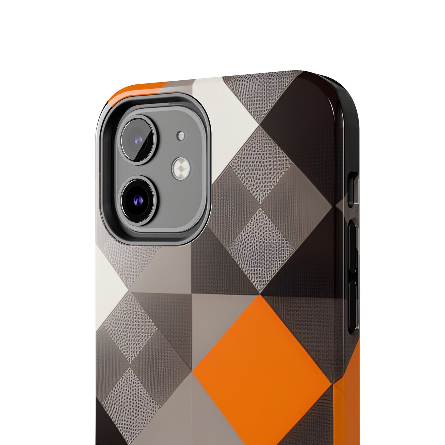 Orange and Black Geo Print Tough Phone Cases