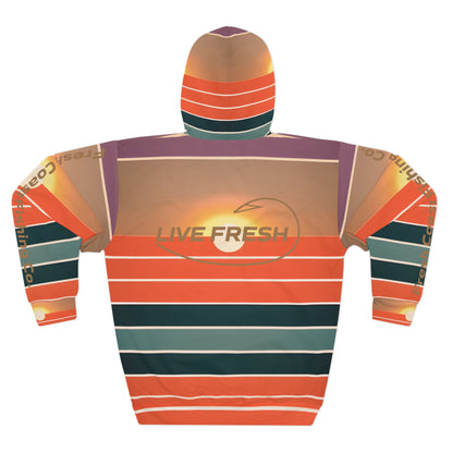 Fresh Coast Fishing Co. Sunset  Stripes Unisex Pullover Hoodie (AOP)