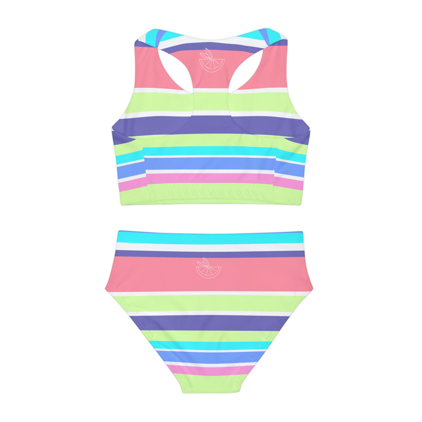 HLC Beachy Stripes Girls Two Piece Swimsuit (AOP)