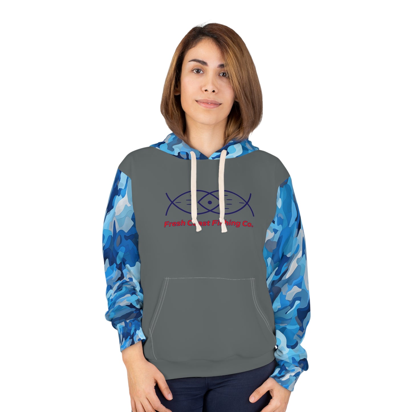 Fresh Coast Fishing Gray Unisex Pullover Hoodie (AOP)