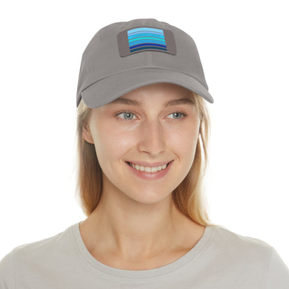 HLC Blue Stripes Dad Hat with Leather Patch (Rectangle)