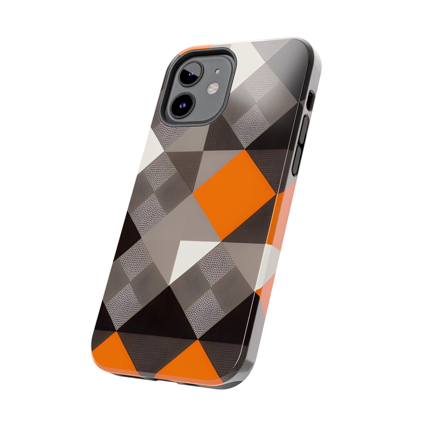 Orange and Black Geo Print Tough Phone Cases