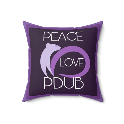 Peace Love PDUB Purple Flowers Spun Polyester Square Pillow