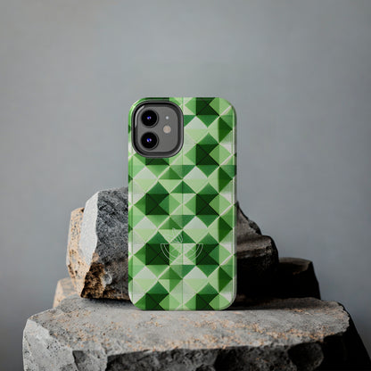 Go Green and White! Geo Print Tough Phone Cases