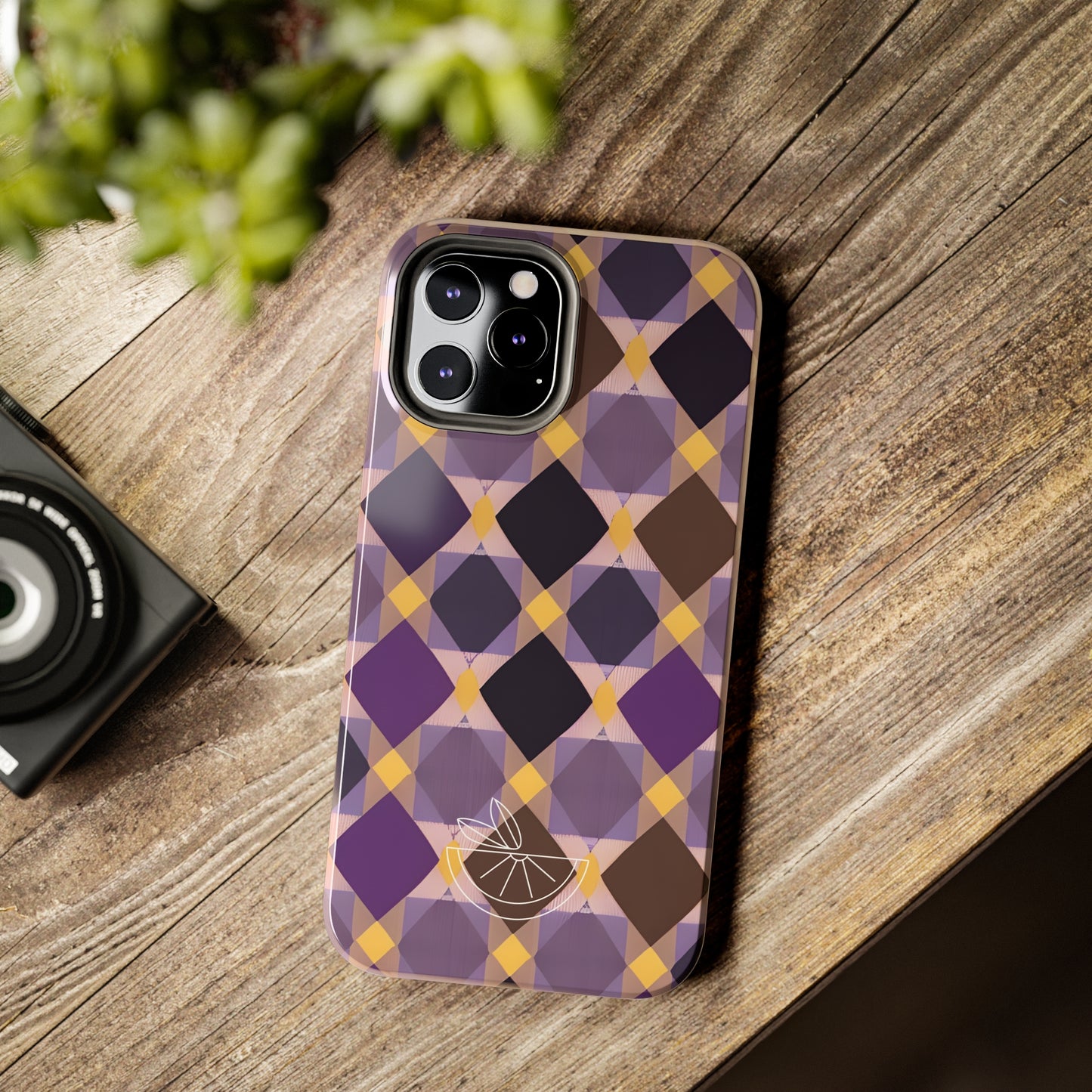 Purple Geo Plaid Tough Phone Cases