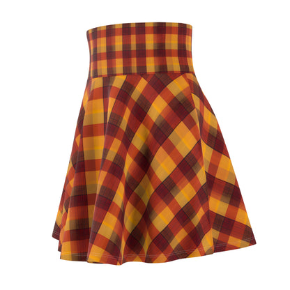 Vintage Fall Plaid Women's Skater Skirt (AOP)