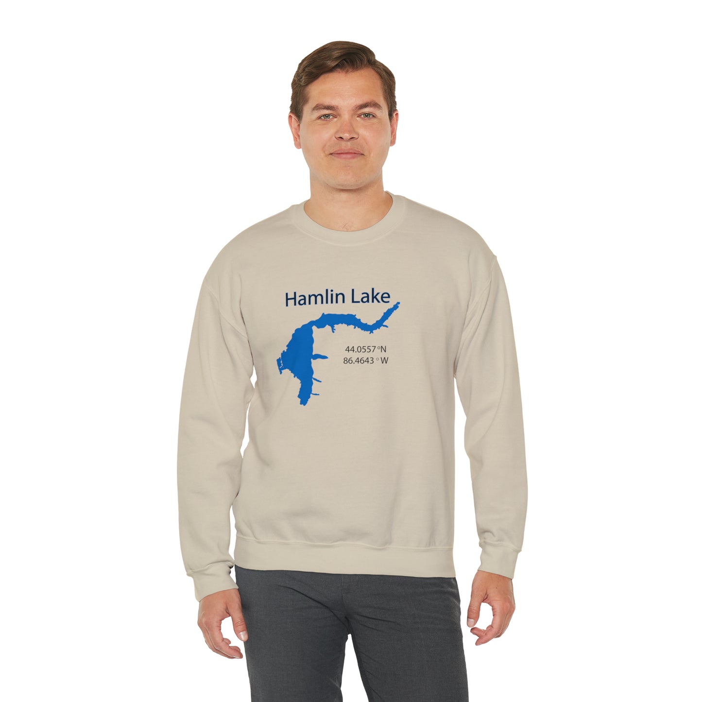 HLC Hamlin Lake Map Unisex Heavy Blend™ Crewneck Sweatshirt