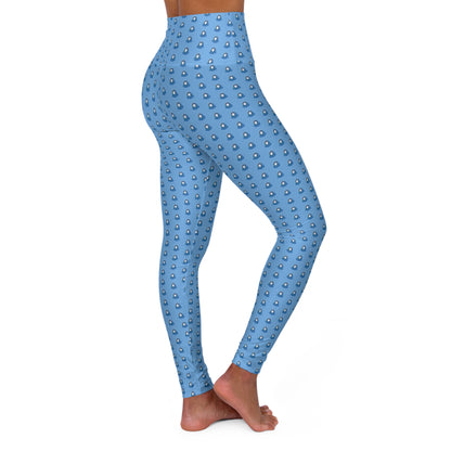 Hail Mary Fine Print Blue High Waisted Yoga Leggings (AOP)