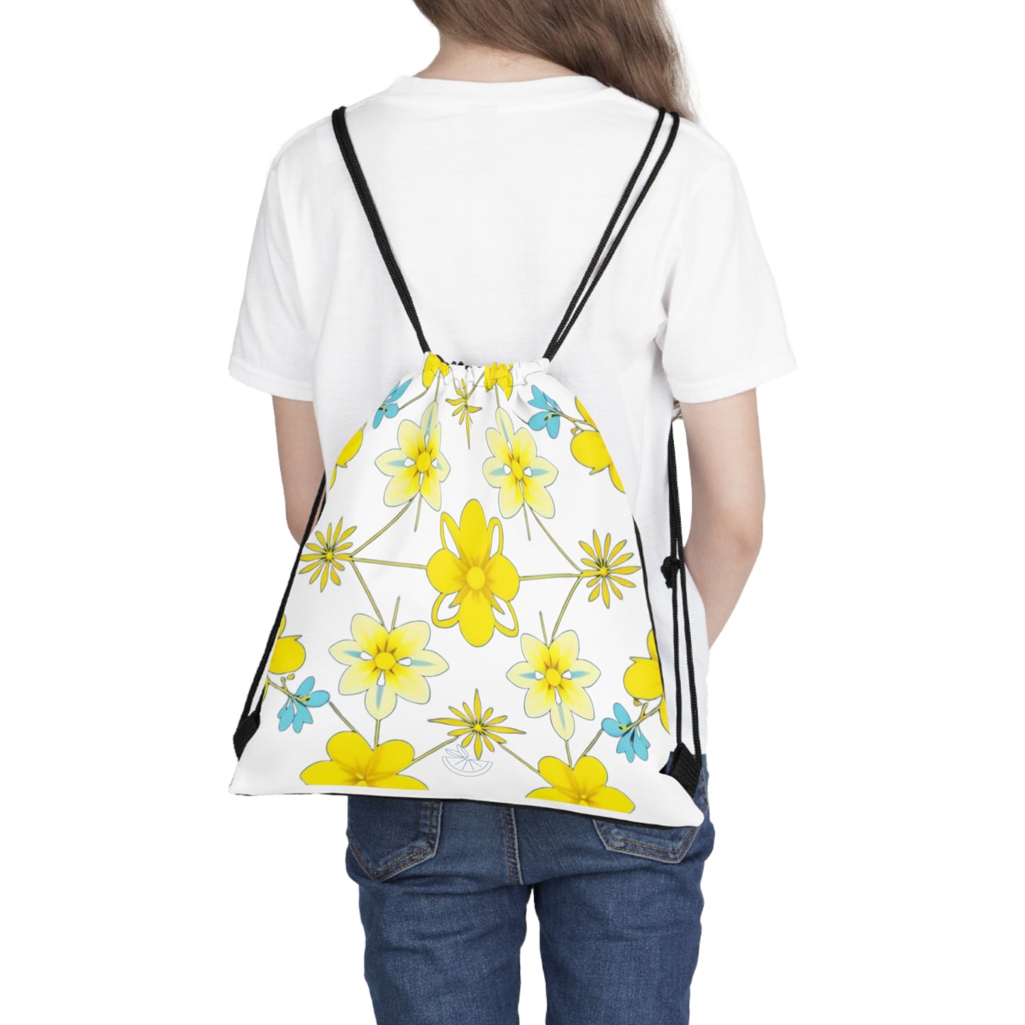 Vintage Yellow Flowers Outdoor Drawstring Bag