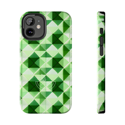 Go Green and White! Geo Print Tough Phone Cases