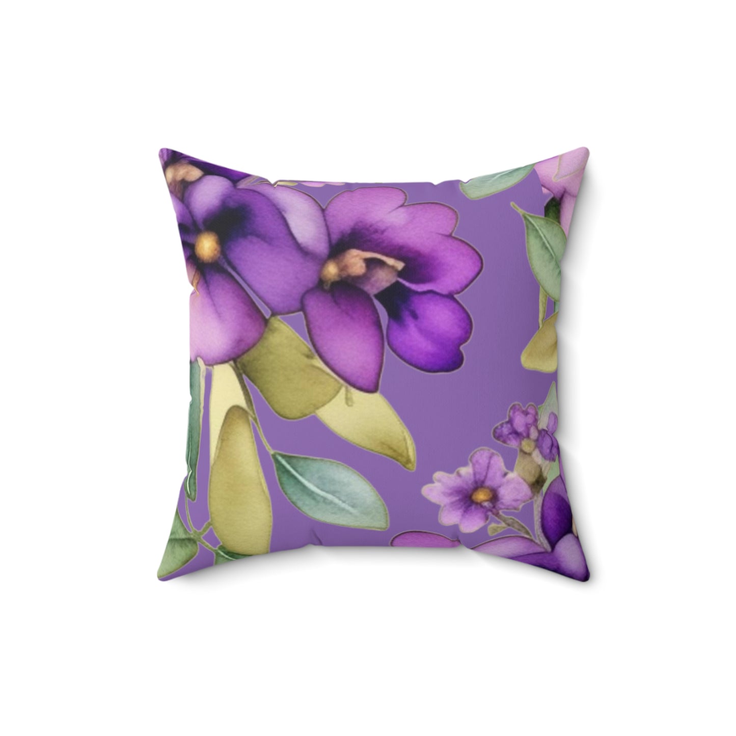 Purple Flowers II Spun Polyester Square Pillow