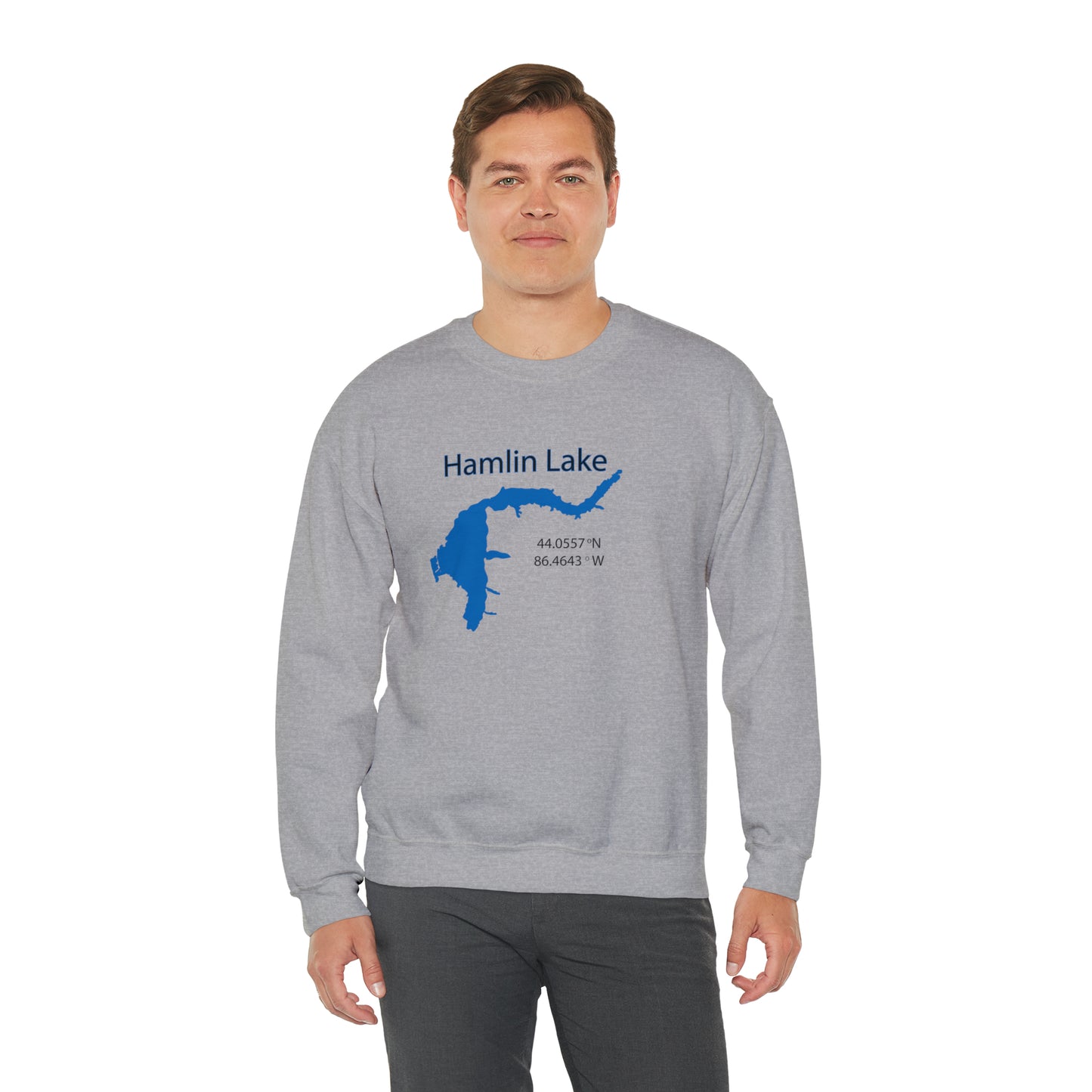 HLC Hamlin Lake Map Unisex Heavy Blend™ Crewneck Sweatshirt