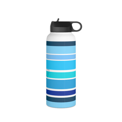 HLC Blue Stripes Stainless Steel Water Bottle, Standard Lid