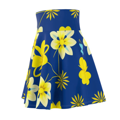 Vintage Yellow Flowers Women's Skater Skirt (AOP)