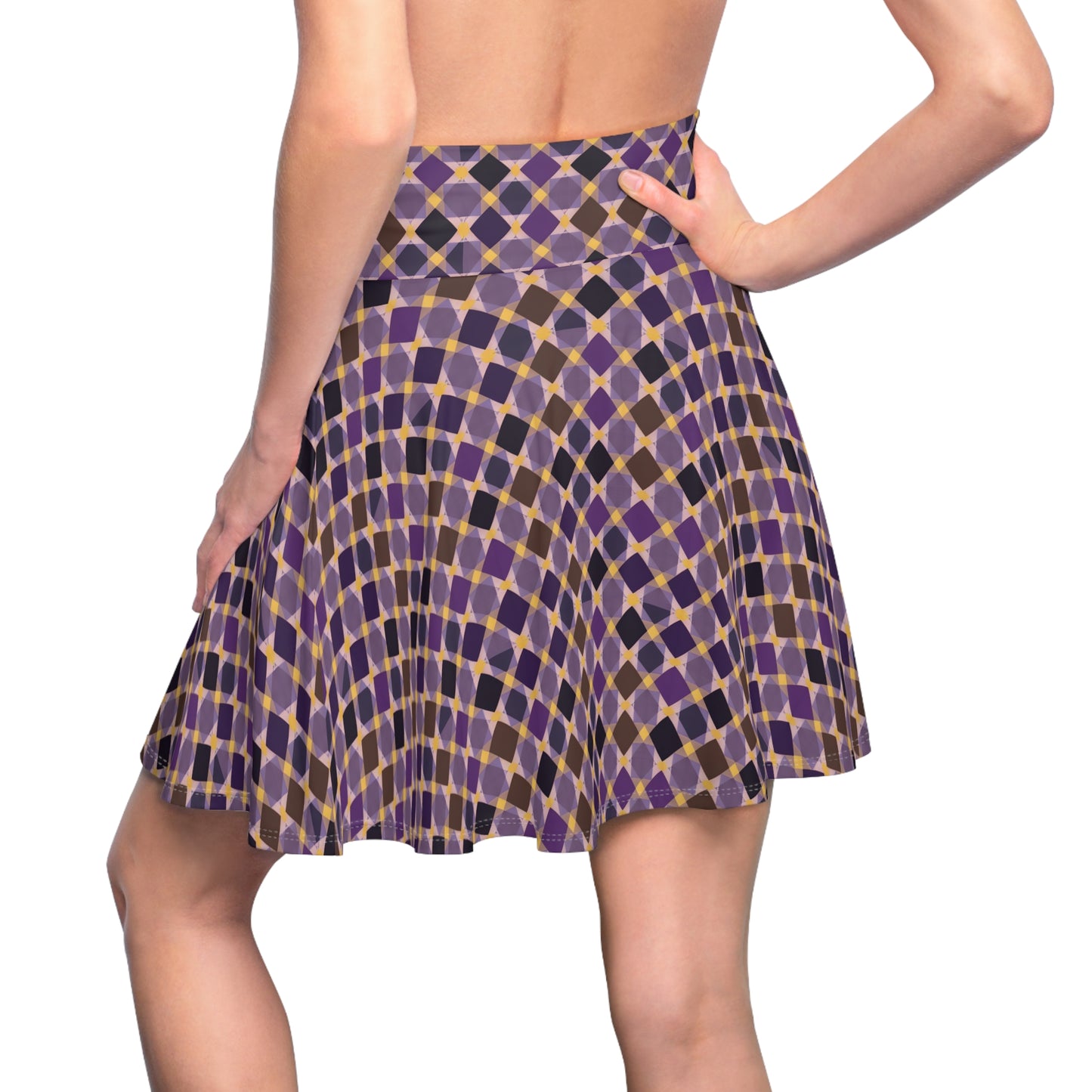 Retro Purple Plaid Women's Skater Skirt (AOP)