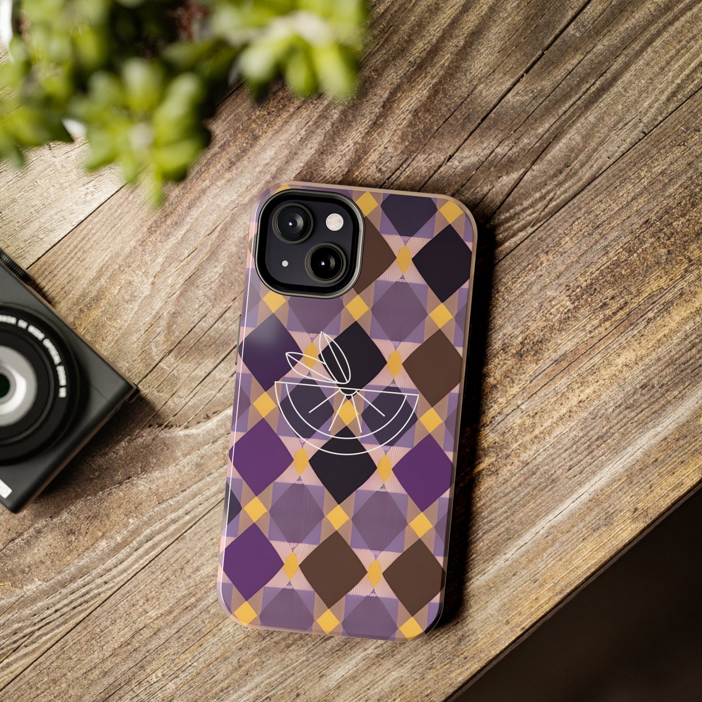 Purple Geo Plaid Tough Phone Cases